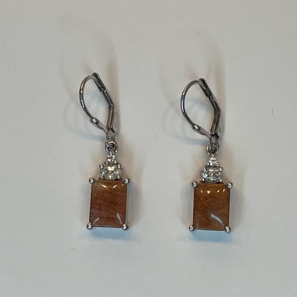 Rutile Quartz & White Topaz 5.06Cts. Sterling Silver Earrings - Picture 1 of 5